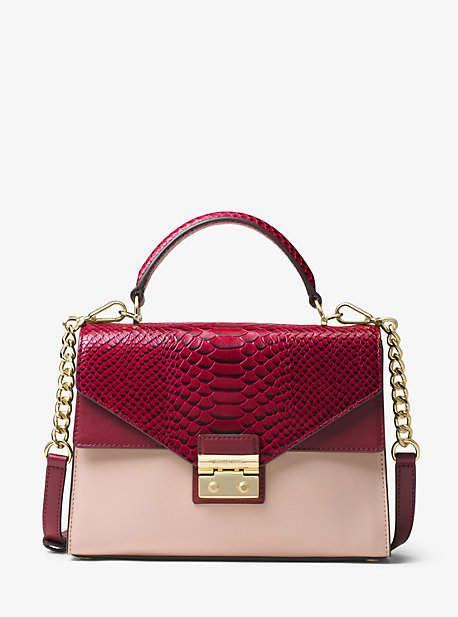 michael michael kors sloan color block leather and logo satchel|Best 25+ Deals for Michael Kors Sloan .